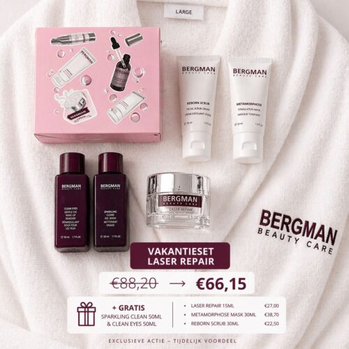Bergman vakantieset Laser Repair met herstellende crème en gratis travel sizes