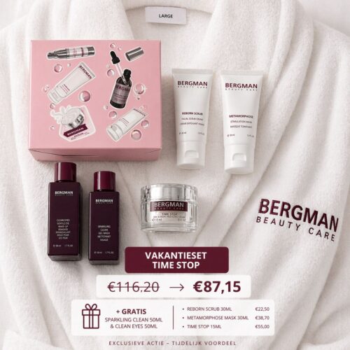 Bergman vakantieset Time Stop met scrub, masker en gratis travel sizes