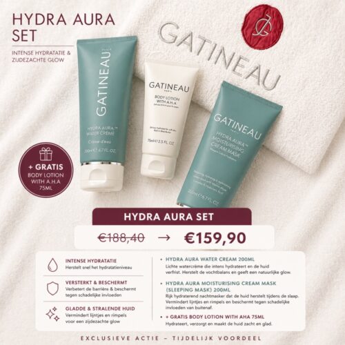 Gatineau Hydra Aura set aanbieding met water cream en sleeping mask voor intensieve hydratatie